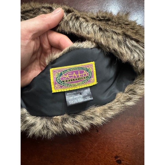 SCALA COLLEZIONE Faux Fur Headband Ear Warmer Brown One Size - Picture 2 of 5